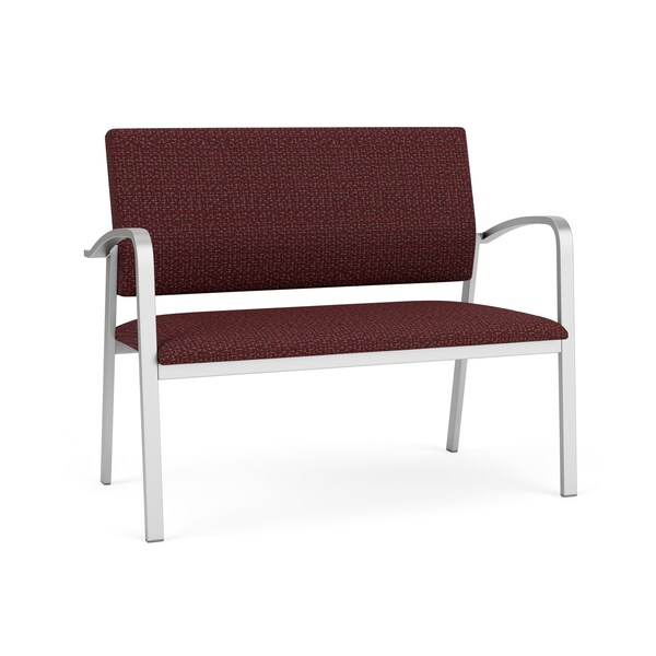 Lesro Newport 2 Seat Tandem Seating Metal Frame No Center Arms, Silver, RF Nebbiolo Upholstery NP1501 - main